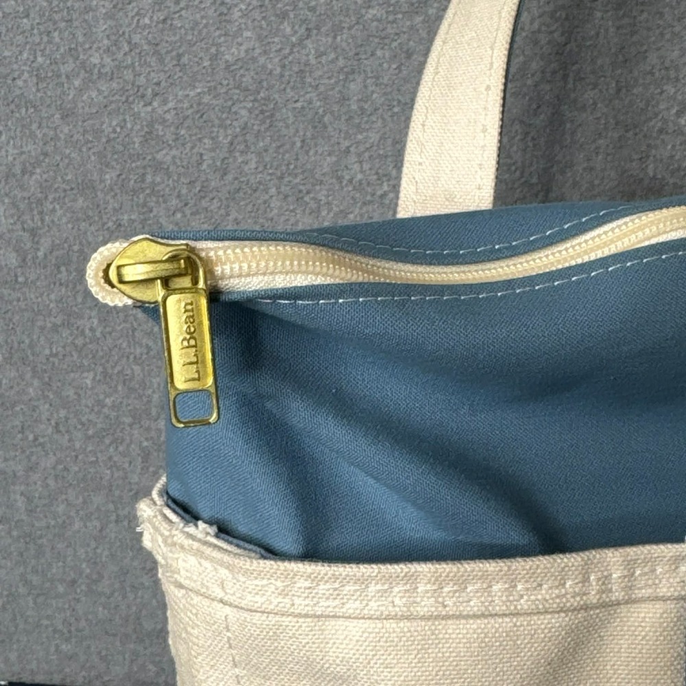 L.L. Bean Boat And Tote Bag Medium Blue Canvas USA Monogram Preppy Coastal - Picture 11 of 15